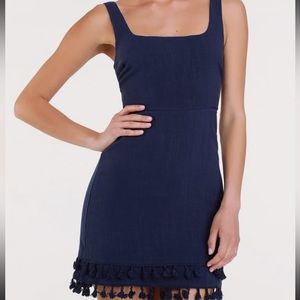 Lulus | Feel the Sunshine Navy Blue Tassel
Mini Dress | NWT | size M